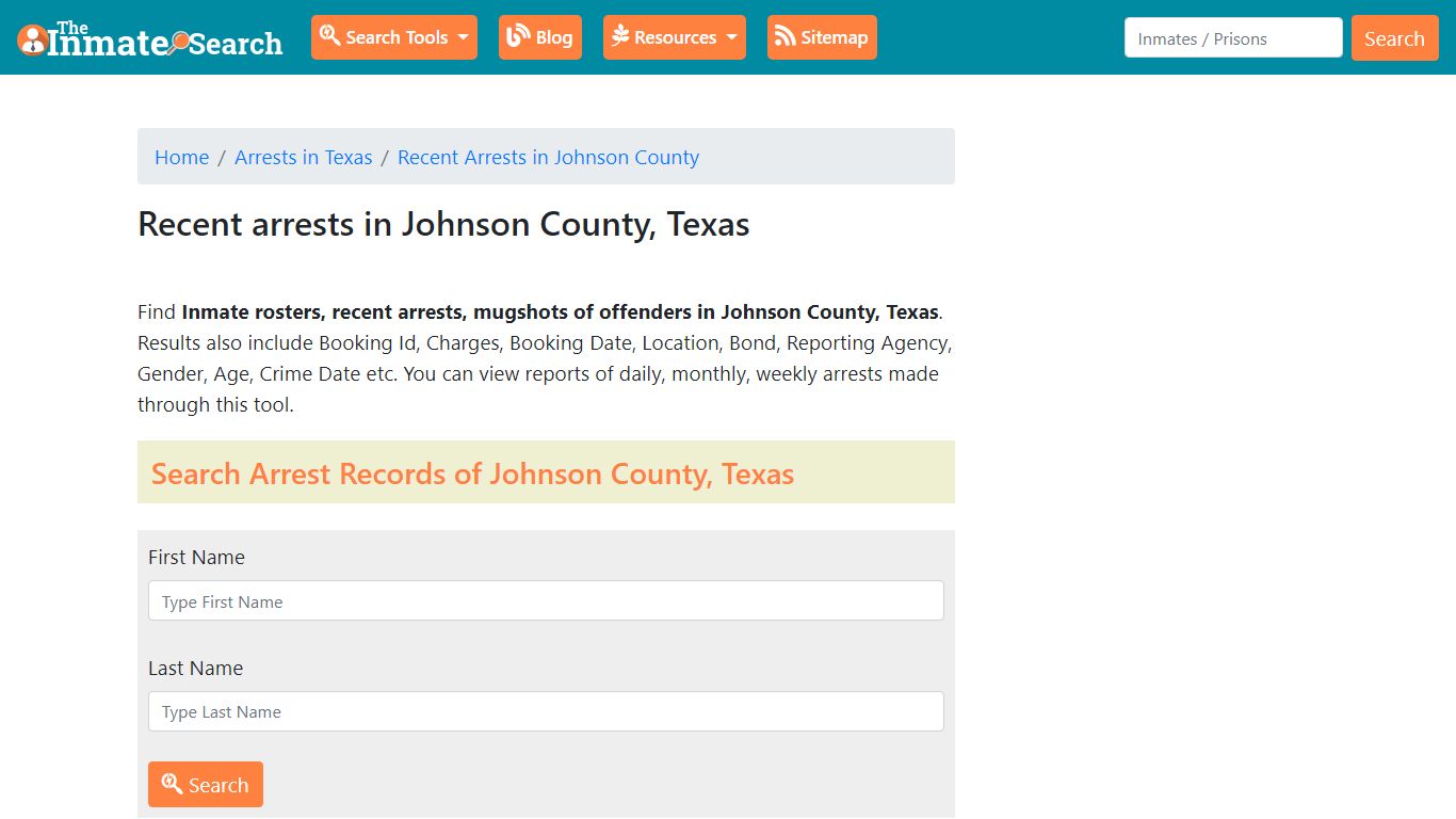 Recent arrests in Johnson County, Texas - The Inmate Search